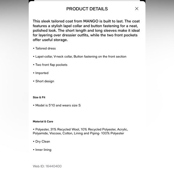 Mango Women’s Lapelled Straight-Cut Coat - Picture 9 of 9